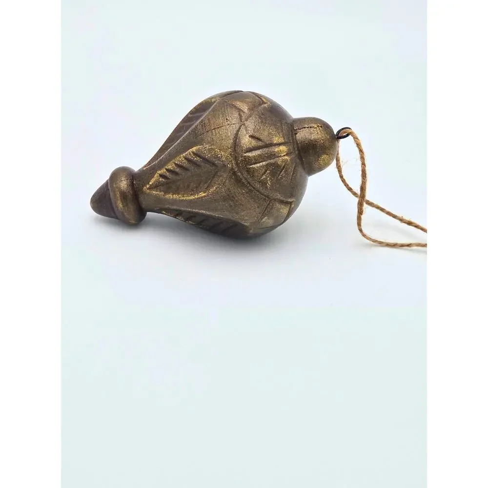 Upcycled Carved Ornament – Rustic Vintage‑Style Decor, Bronze Christmas Accent